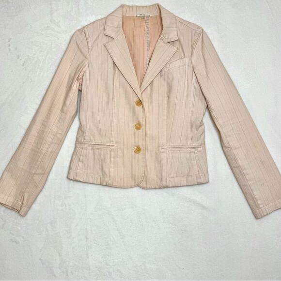 VINCE 8 Light Pink Blush Button-Front Pinstriped Blazer Jacket Pockets - Picture 1 of 13